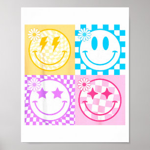 Affiche Chemise à motif à carreaux visage heureux rétro so