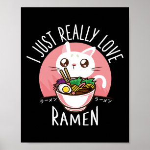 Affiche Chemise Anime Chat Ramen - Vêtements Kawaii Vêteme