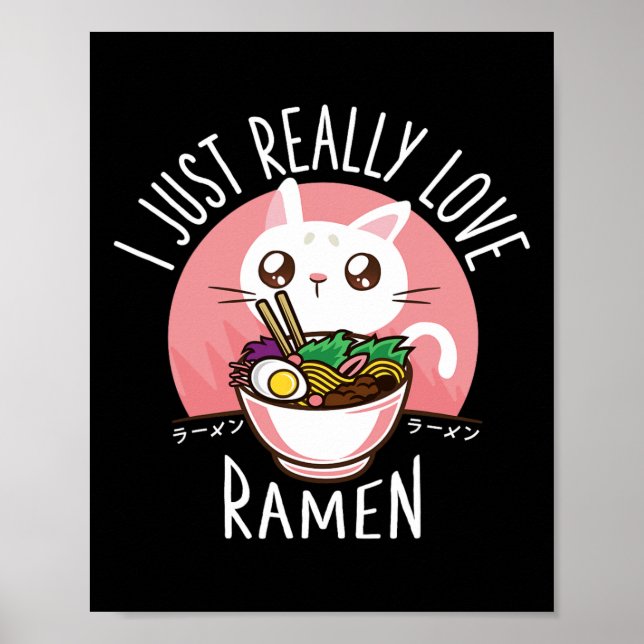 Affiche Chemise Anime Chat Ramen - Vêtements Kawaii Vêteme (Devant)