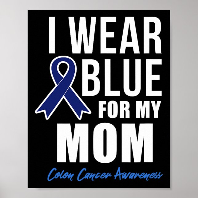 Affiche Chemise Cancer Colon Je Porte Du Bleu Pour Ma Mama (Devant)