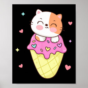 Affiche Chemise Crème Glace Cute Cat Anime Kawaii Enfants 