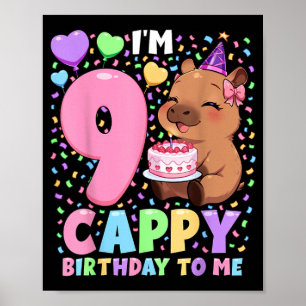 Affiche Chemise d'anniversaire Capybara 9 Fille Kawaii Cap