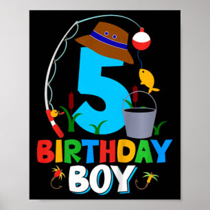 Affiche Chemise de 5e anniversaire pour garçons pêche