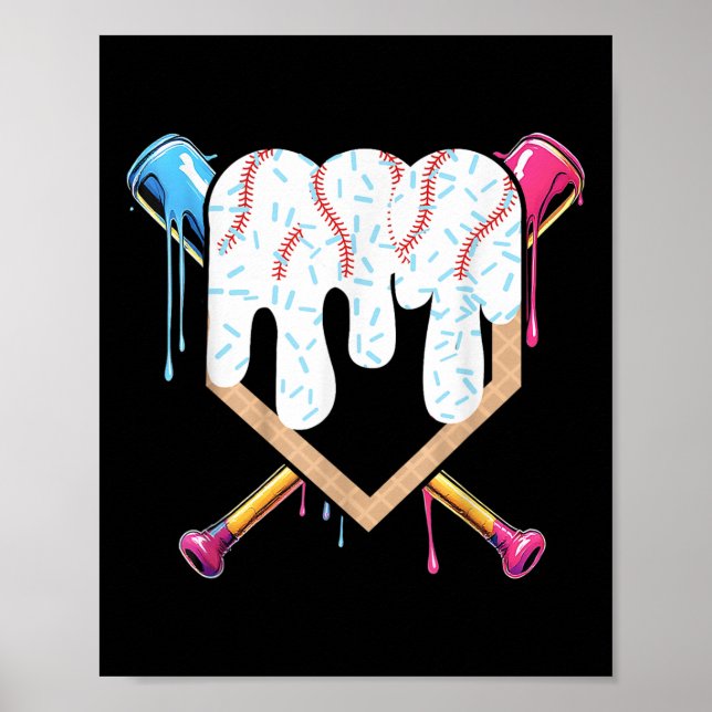 Affiche Chemise De Baseball Crème Glace - Chemises De Base (Devant)