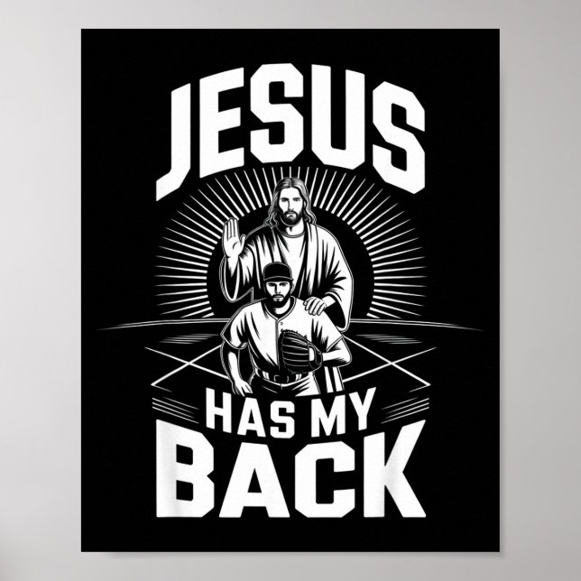 Affiche Chemise de baseball Jésus a mon dos Motivation de  (Devant)