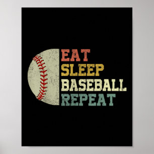 Affiche Chemise De Baseball Mange Sommeil Baseball Répéter
