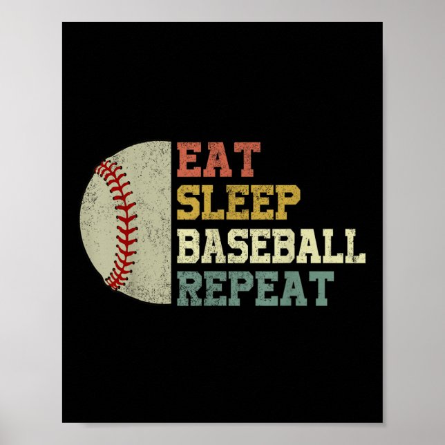Affiche Chemise De Baseball Mange Sommeil Baseball Répéter (Devant)