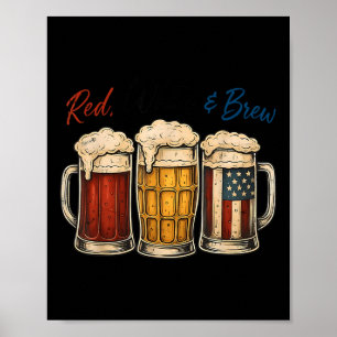 Affiche Chemise de bière rouge blanc et brasse 4 juillet d