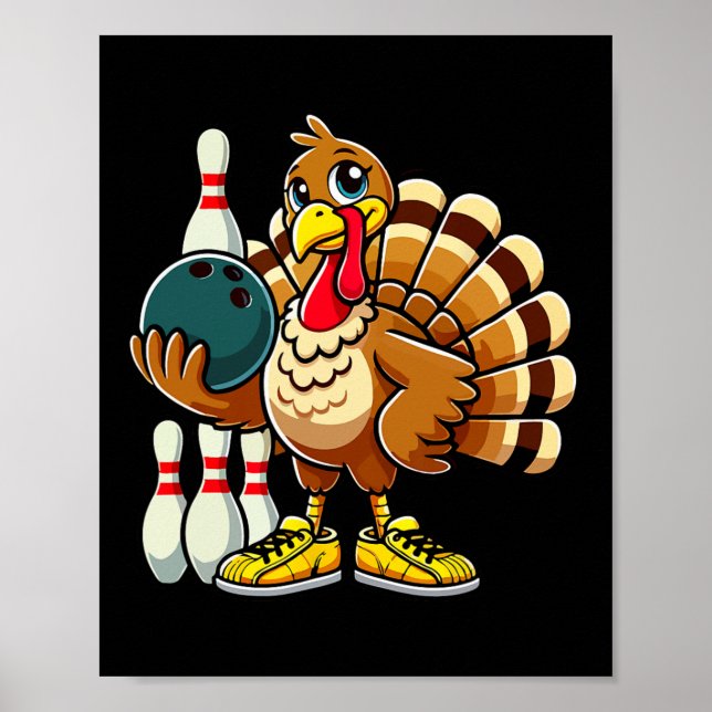 Affiche Chemise de Bowling Thanksgiving Femmes Hommes Drôl (Devant)