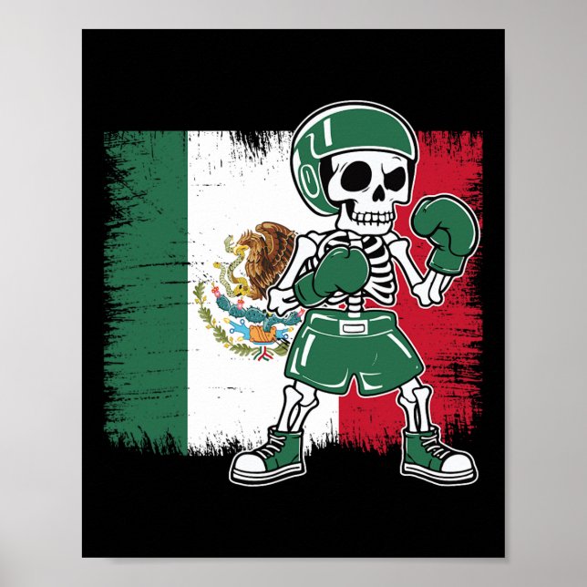 Affiche Chemise de boxe mexicaine Drôle Squelette (Devant)