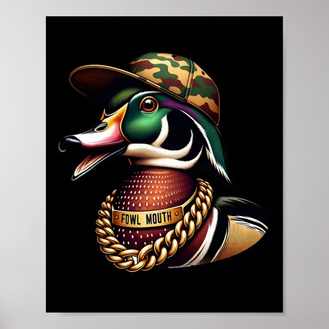 Affiche Chemise de chasseur de canards drôle Fowl Mouth Du (Devant)