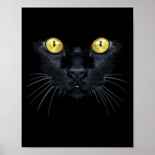Affiche Chemise de chat noir Halloween Chat aux yeux jaune