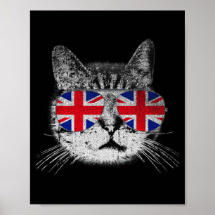Affiche Chemise de chat Union Jack drapeau pays Rétro Angl