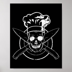 Affiche Chemise de chef crâne Chapeau de chef Cuisine Bbq