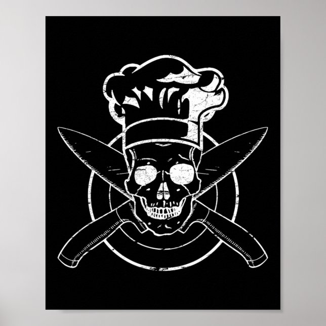 Affiche Chemise de chef crâne Chapeau de chef Cuisine Bbq  (Devant)