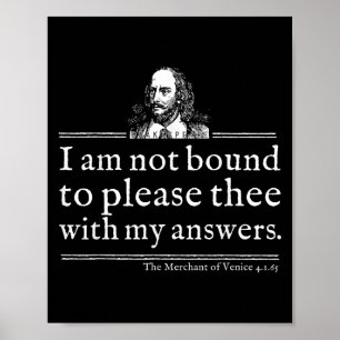 Affiche Chemise de citation de Shakespeare non liée à plai