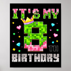 Affiche Chemise de fille d'anniversaire 8ème anniversaire