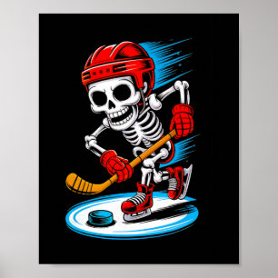 Affiche Chemise de hockey drôle squelette Halloween pour a
