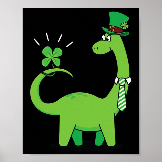 Affiche Chemise de la Saint-Patrick Shamrock Dinosaure Enf (Devant)
