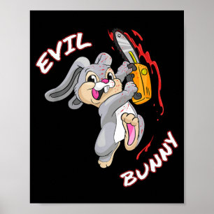 Affiche Chemise de lapin maléfique Halloween drôle mauvais