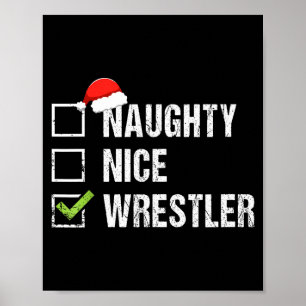 Affiche Chemise de lutteur naughty nice Santa Noël