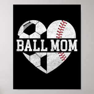 Affiche Chemise de Maman de Balle Cœur Drôle Baseball Foot
