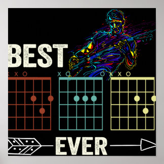 Affiche Chemise de musique rock à 7 cordes Meilleur papa d