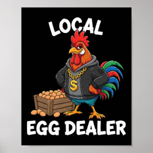 Affiche Chemise de négociant en œufs locaux rétro, poulet 