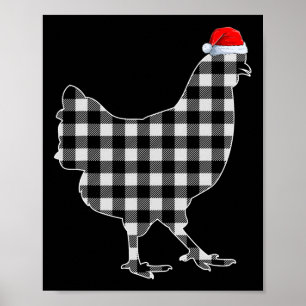 Affiche Chemise de Noël de poulet noir et blanc Buffalo Pl