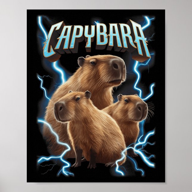 Affiche Chemise de Noël en métal lourd Capybara _ Funny Ho (Devant)