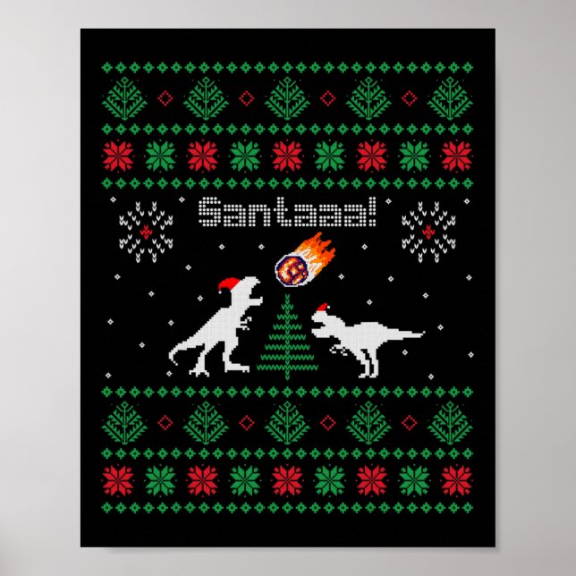 Affiche Chemise de Noël laide de dinosaure Santaaa  (Devant)