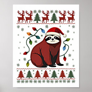 Affiche Chemise de Noël pour cadeau amateur de paresseux S