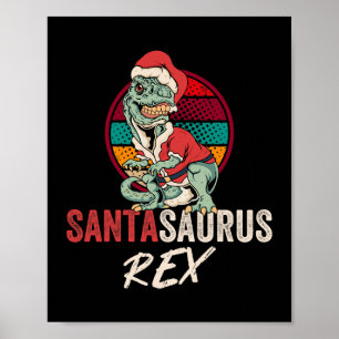 Affiche Chemise de Noël Trex Santasaurus Rex Dinosaur Xmas