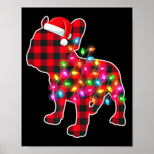 Affiche Chemise de nuit à carreaux rouges pour bouledogue