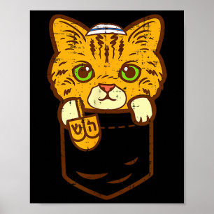 Affiche Chemise de nuit Hanukkah Menorah Chat Chaton Juif 