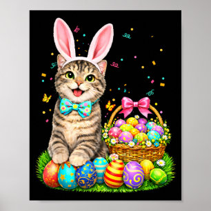 Affiche Chemise de Pâques Chat Lapin Oreilles Œufs Hommes