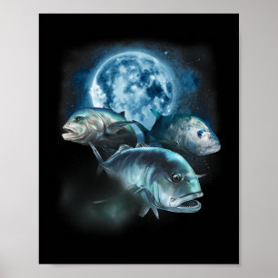 Affiche Chemise De Pêche Ulua - Poisson Trevally hurlant A