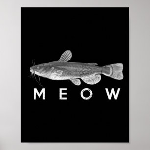 Affiche Chemise de poisson-catfish Meow Drôle Pêche-pêche 
