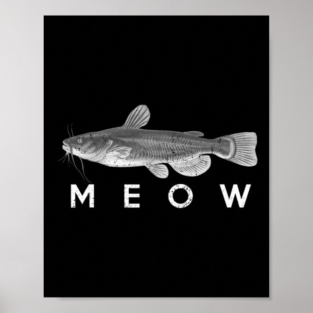 Affiche Chemise de poisson-catfish Meow Drôle Pêche-pêche  (Devant)