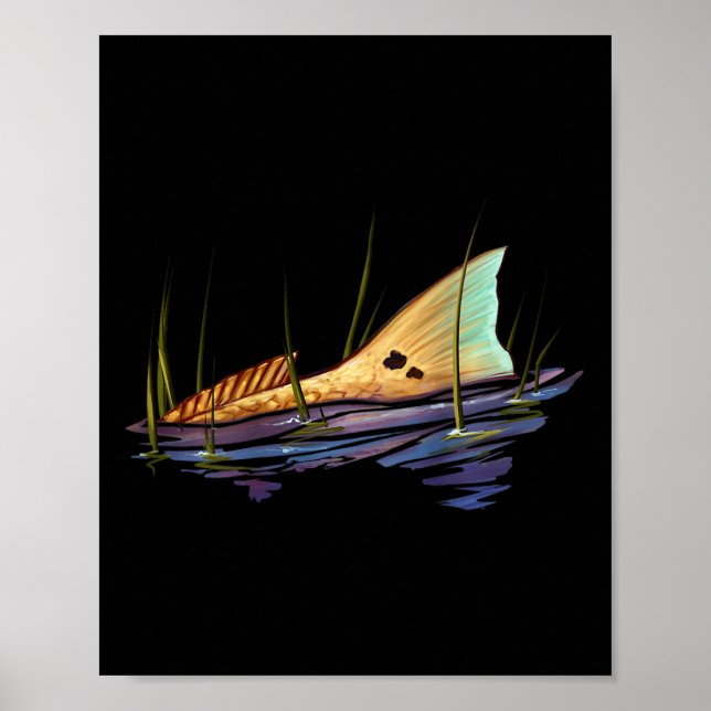 Affiche Chemise de poisson tambour rouge queue de redfish  (Devant)
