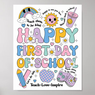 Affiche Chemise de première journée d'école Groovy Rainbow