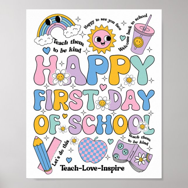Affiche Chemise de première journée d'école Groovy Rainbow (Devant)