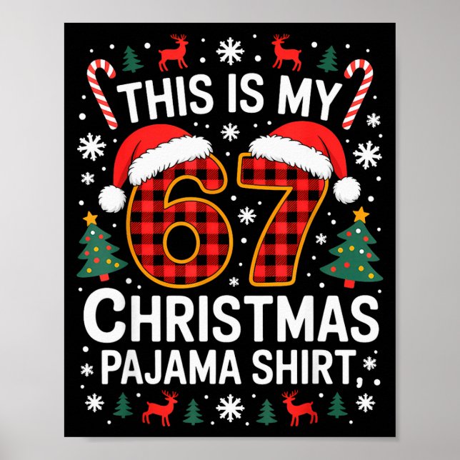 Affiche Chemise de pyjama de Noël 67 drôle six sept mème B (Devant)