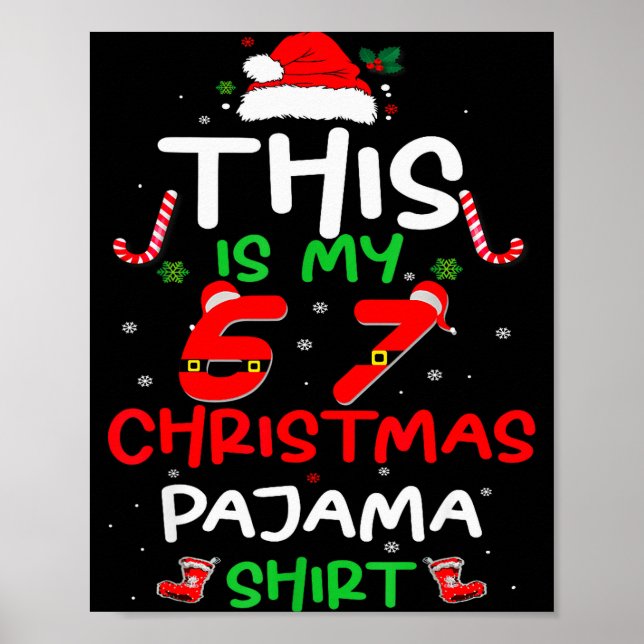 Affiche Chemise de pyjama de Noël drôle 67 Six Sept Mème B (Devant)