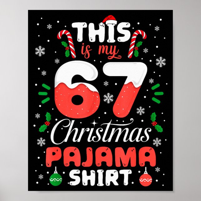 Affiche Chemise de pyjama de Noël drôle 67 Six Sept Mème B (Devant)