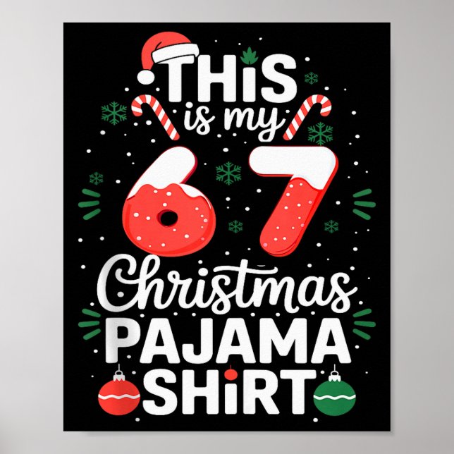 Affiche Chemise de pyjama de Noël drôle 67 Six Sept Mème B (Devant)