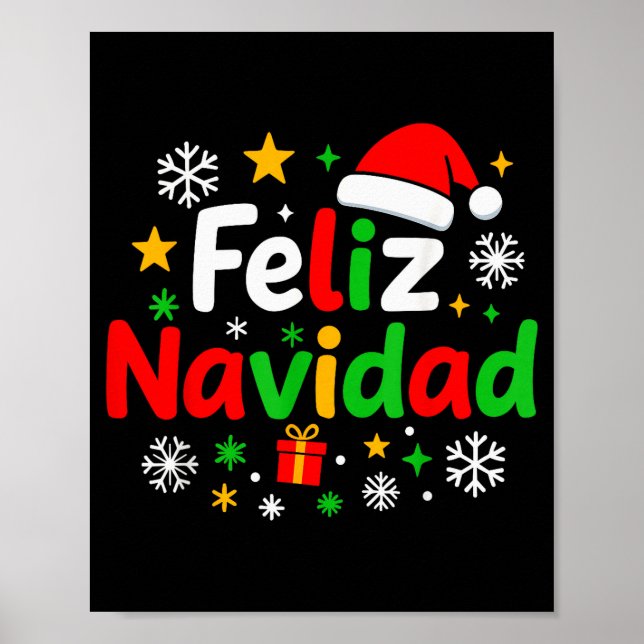 Affiche Chemise de pyjama Feliz Navidad, espagnol mexicain (Devant)