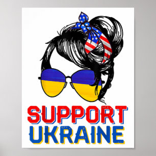 Affiche Chemise de soutien à l'Ukraine Femme Drapeau Améri