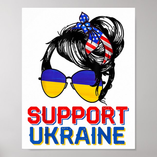 Affiche Chemise de soutien à l'Ukraine Femme Drapeau Améri (Devant)