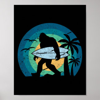 Affiche Chemise de surf Bigfoot drôle Sasquatch Yeti Surf 
